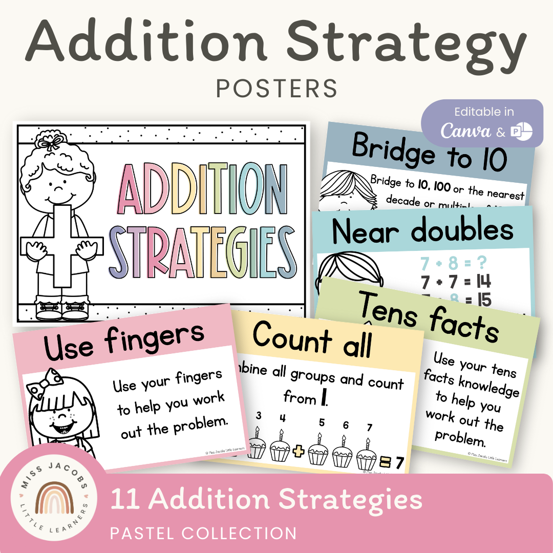 Addition Strategies Posters - Pastel Classroom Theme - Miss Jacobs ...
