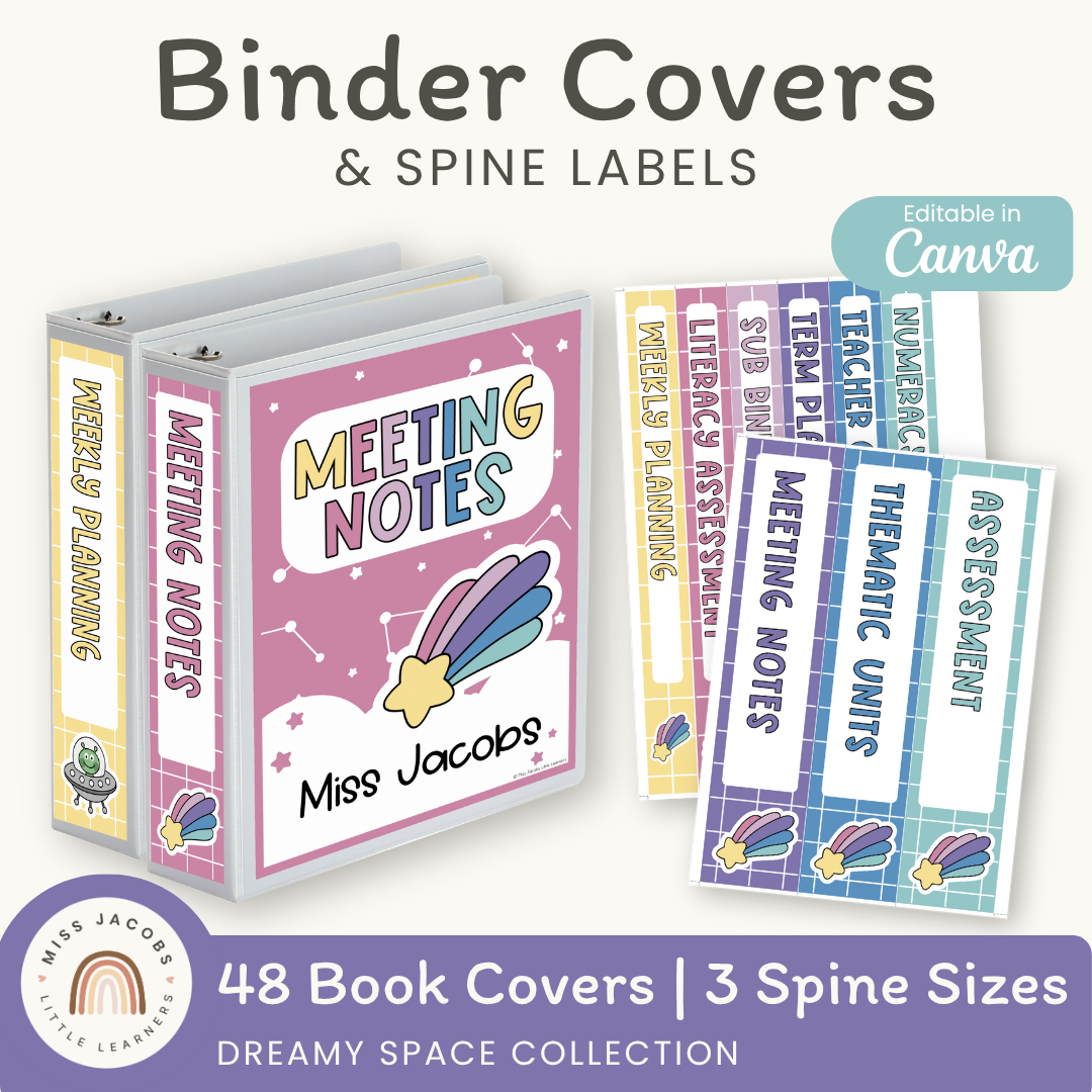 Binder Covers and Spine Labels - Dreamy Space Theme - MJLL – Miss ...