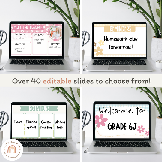 Google Morning Slides & PowerPoint Templates - Daisy Gingham Pastels