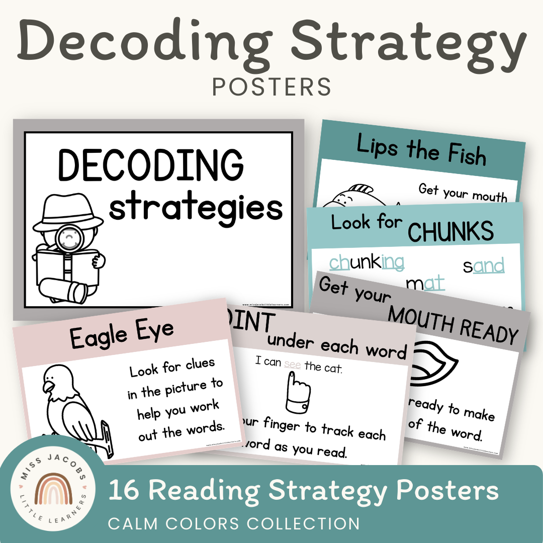 Decoding Reading Strategies Posters - Calm Colors English Decor – Miss ...