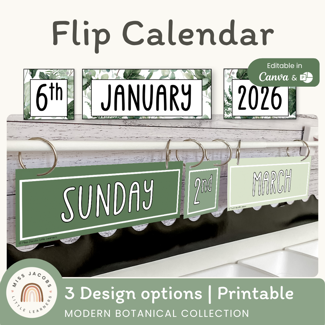 Flip Calendar - Modern Botanical Theme - Miss Jacobs – Miss Jacobs ...