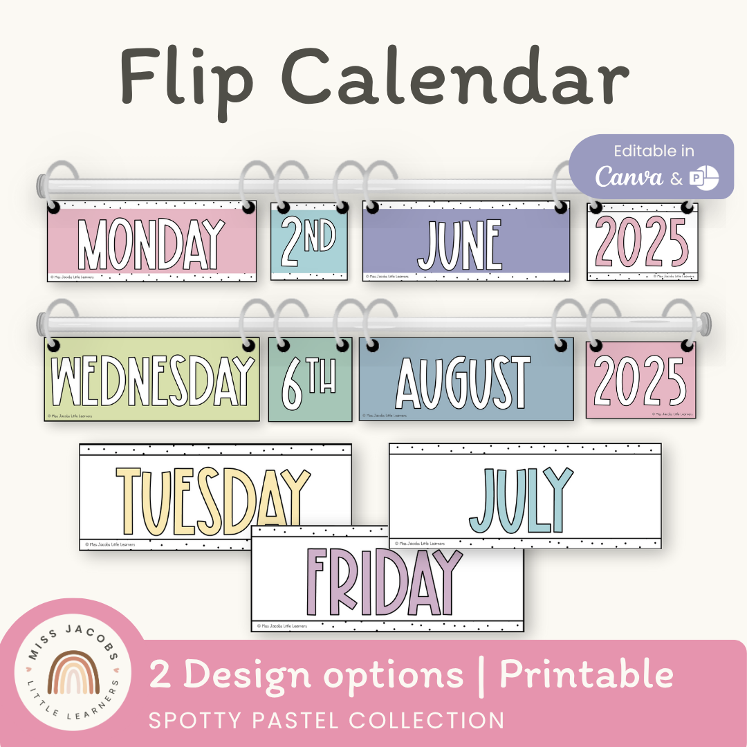 Flip Calendar - Spotty Pastel Classroom Theme - Miss Jacobs – Miss ...