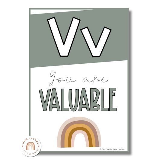 Affirmation Alphabet Posters - Boho Rainbow Neutrals Decor