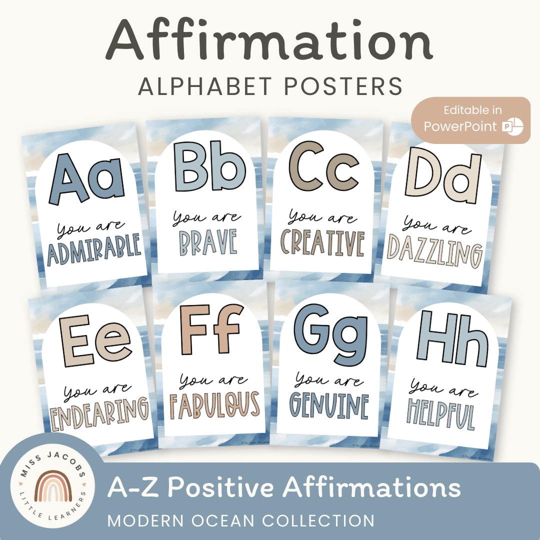 Affirmation Alphabet Posters - Modern Ocean Classroom Theme - MJLL ...