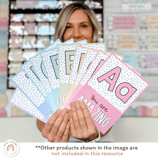Affirmation Alphabet Posters - Spotty Pastel Classroom Decor
