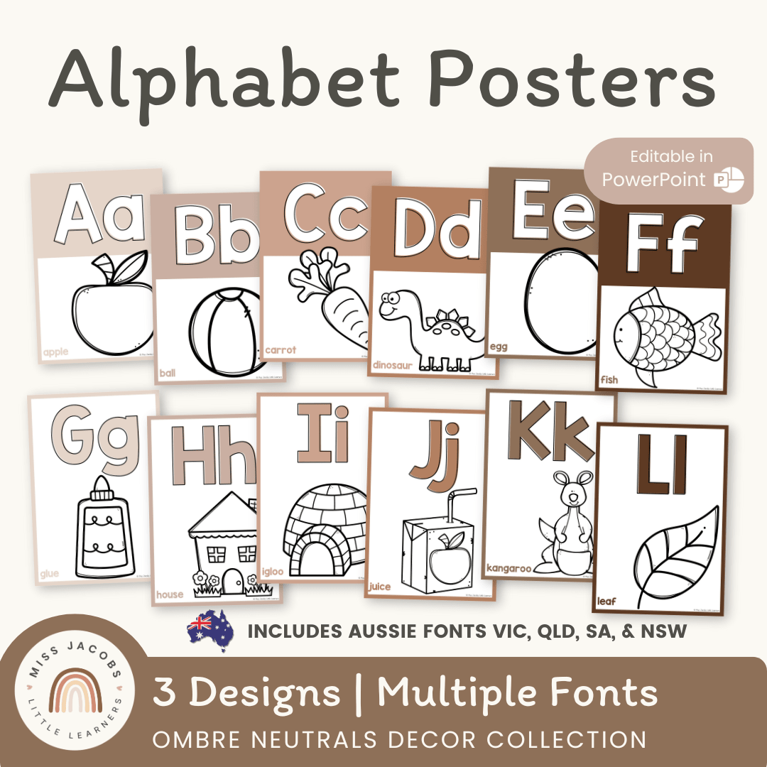 Alphabet Posters - Ombre Neutrals Theme – Miss Jacobs Little Learners