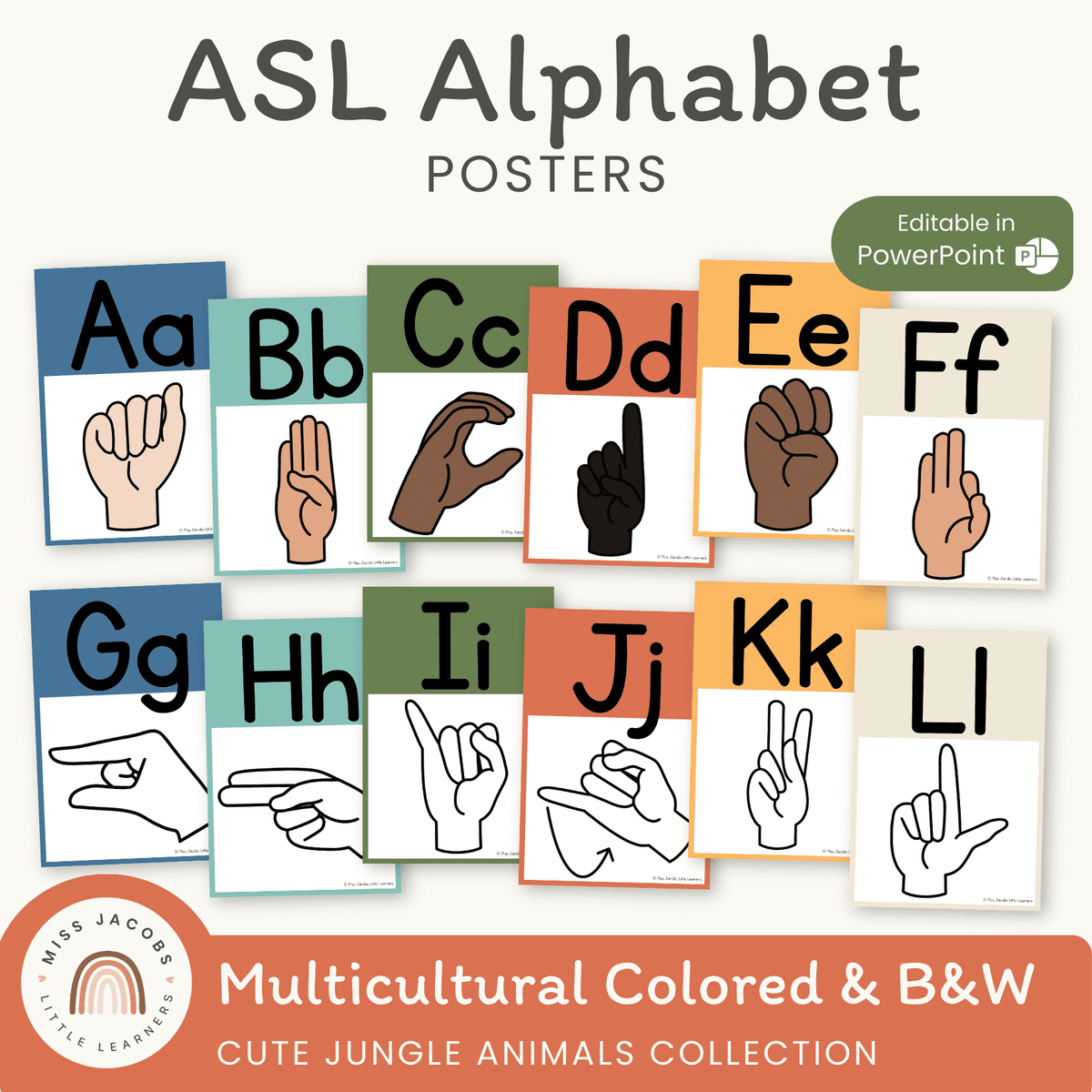 ASL Alphabet Posters | Cute Jungle Animals – Miss Jacobs Little