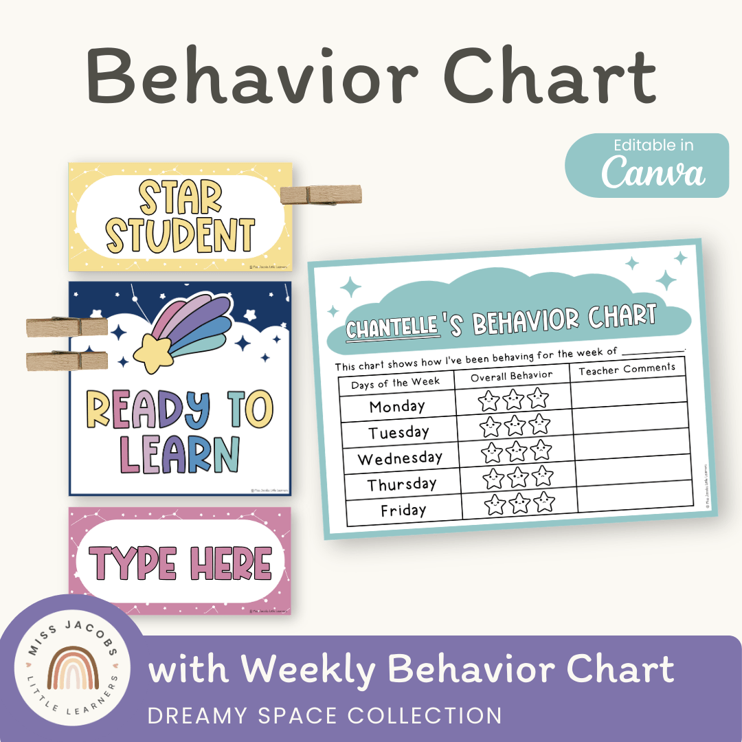 Behavior Clip Chart - Dreamy Space Decor - Miss Jacobs – Miss Jacobs ...