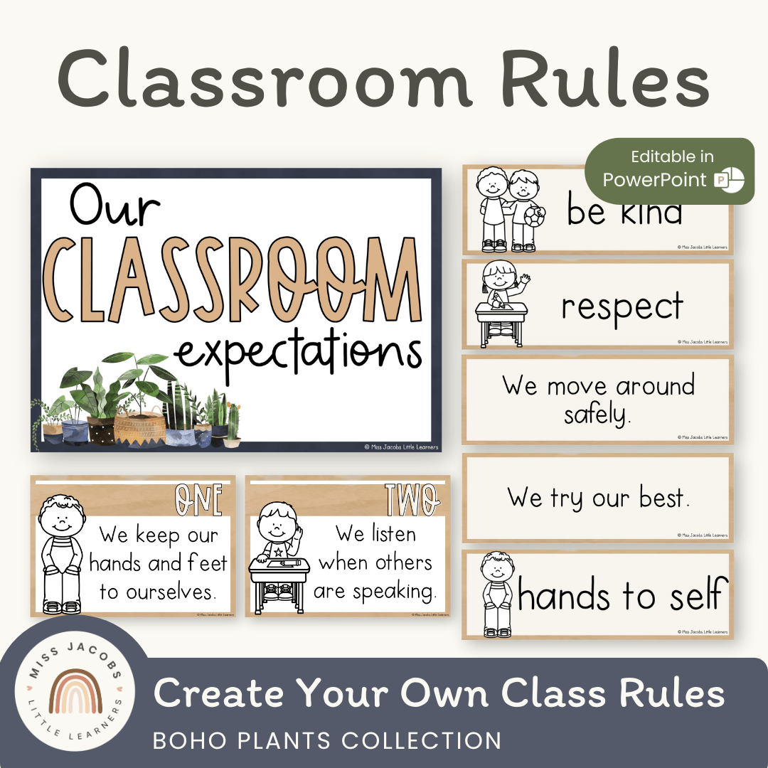 Classroom Rules Posters | Boho Plants – Miss Jacobs Little Learners