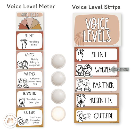 Classroom Voice Level Display | BOHO VIBES Theme | Desert Neutrals Classroom Decor