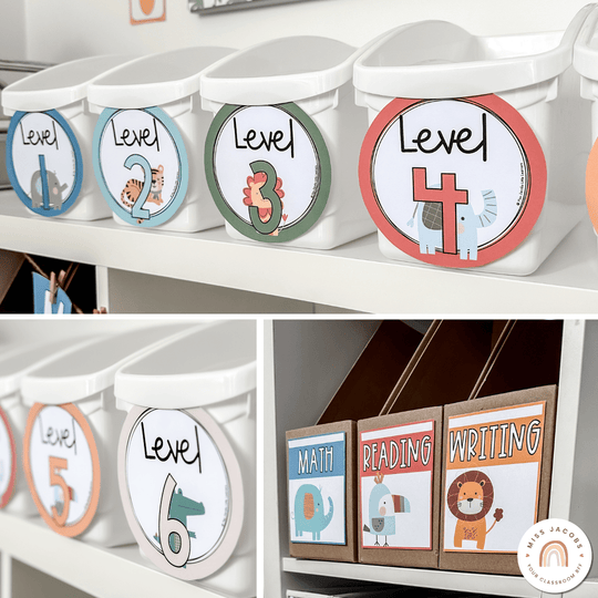 Classroom Labels Student Names & Supplies - Cute Jungle Animals