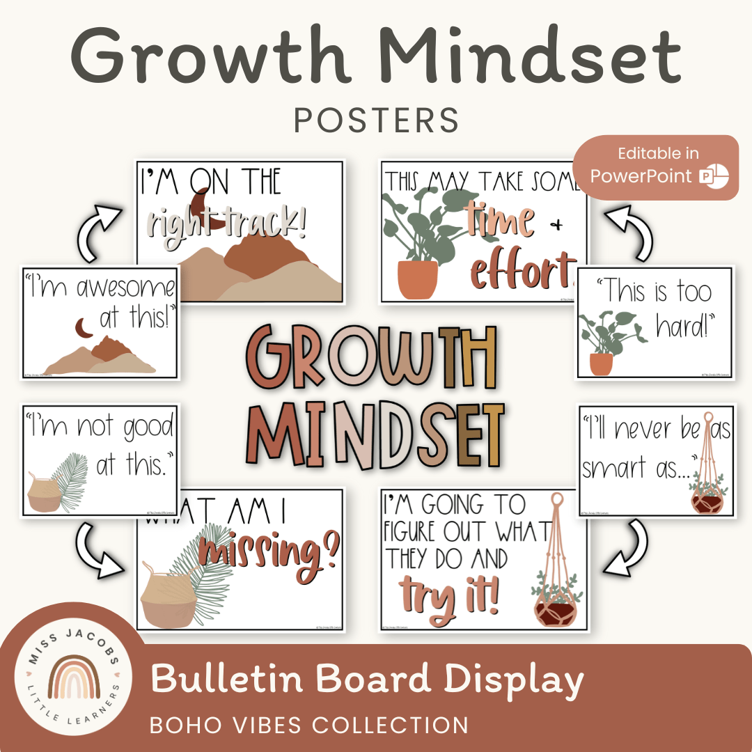 Growth Mindset Display | DESERT NEUTRALS | Boho Vibes Classroom Decor ...