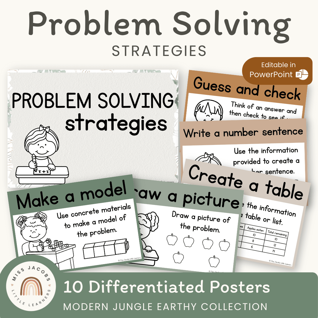 Math Problem Solving Strategies Posters - Modern Jungle Earthy – Miss ...