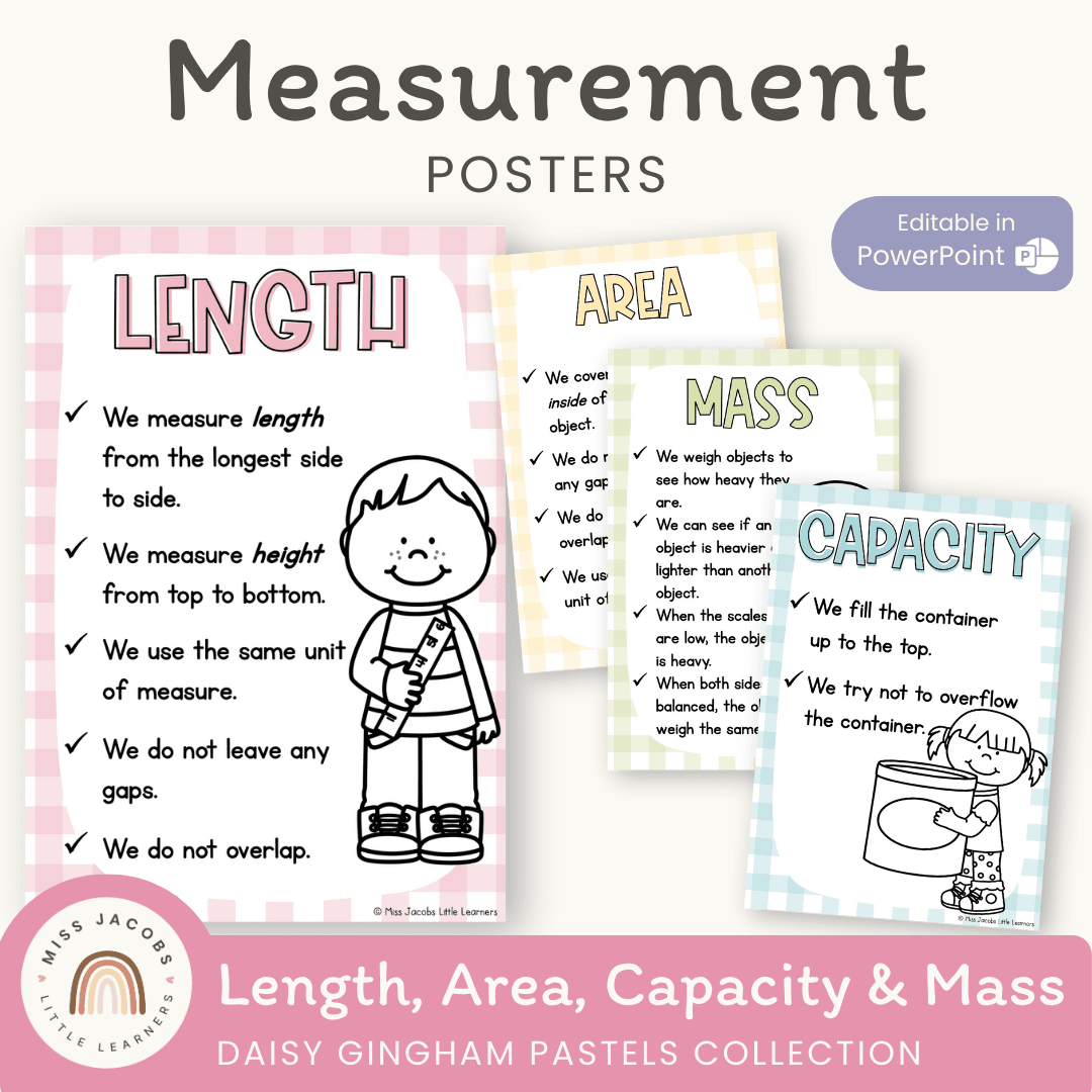 Measurement Posters - Daisy Gingham Pastels Theme – Miss Jacobs Little ...