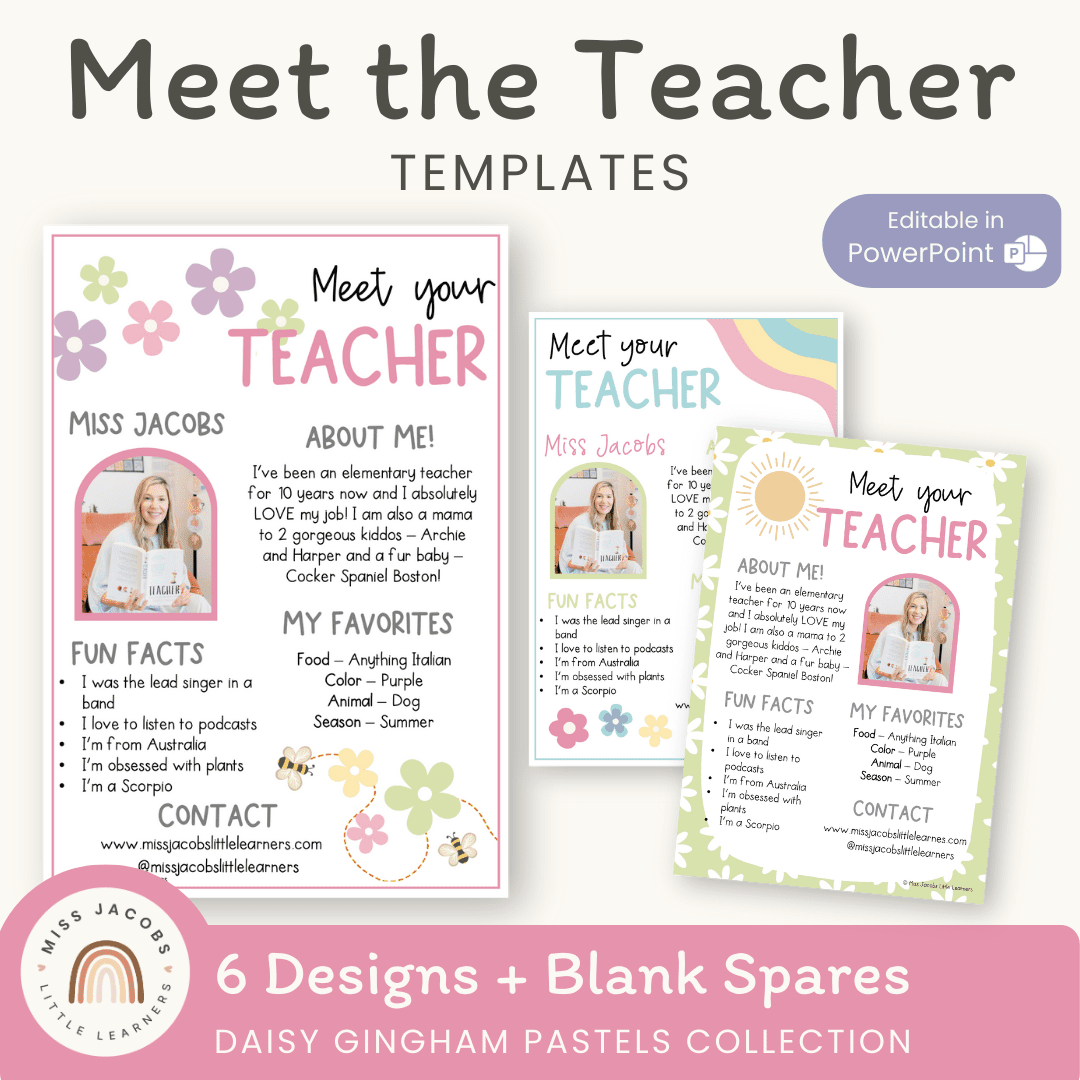 Meet the Teacher Templates - Daisy Gingham Pastels Decor – Miss Jacobs ...