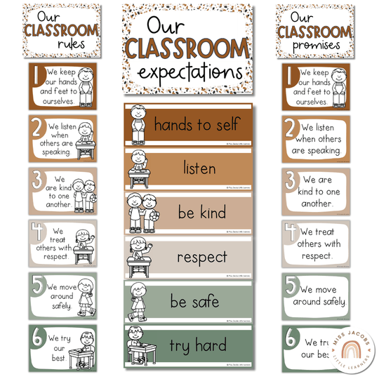 Classroom Rules and Expectations Posters - Modern Jungle
