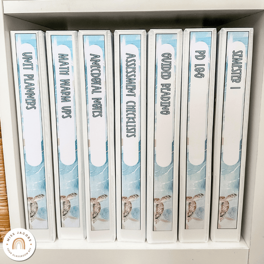 Binder Covers and Spine Labels - Modern Ocean Classroom Decor