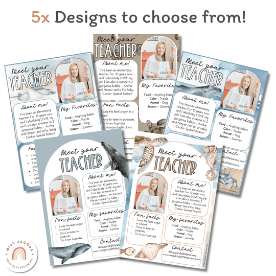 Meet the Teacher Templates - Modern Ocean Classroom Decor