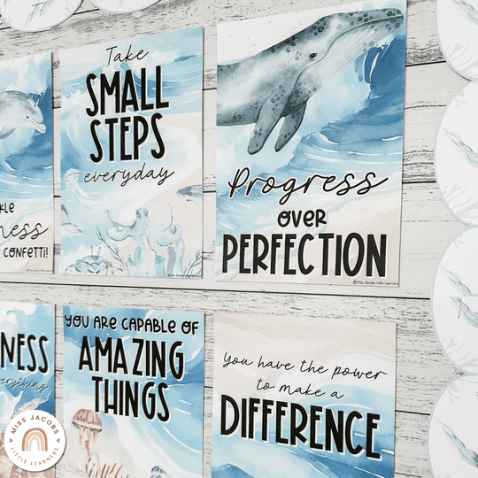 Inspirational Classroom Posters - Modern Ocean Classroom Decor