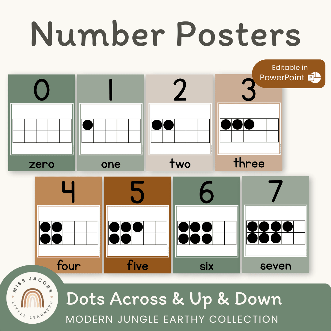 Number Posters with Ten Frames - Modern Jungle Earthy - MJLL – Miss ...