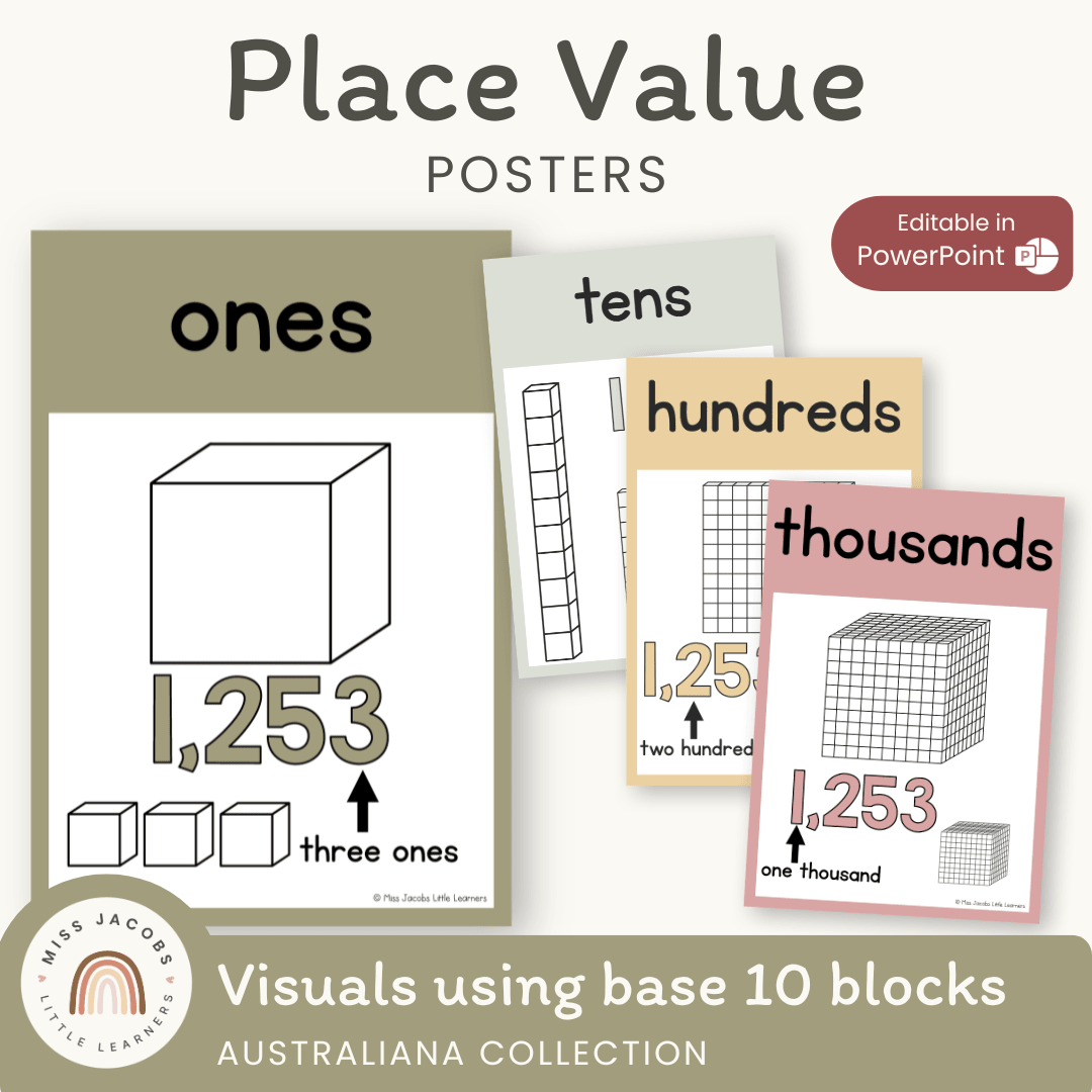 Place Value Posters - Base 10 Blocks - Australiana Theme - MJLL – Miss ...