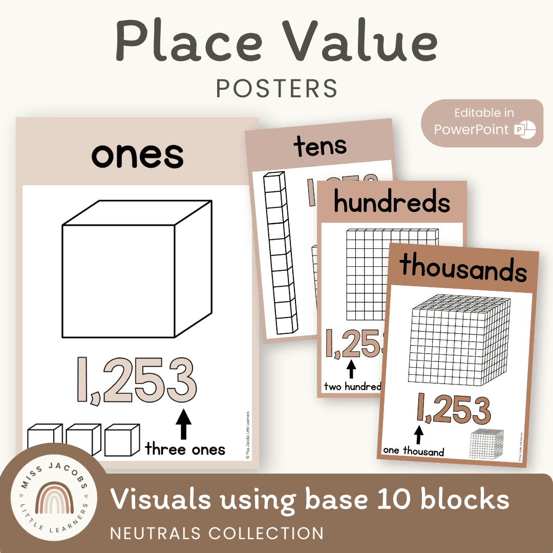 Place Value Posters | Ombre Neutral Math Classroom Decor – Miss Jacobs ...