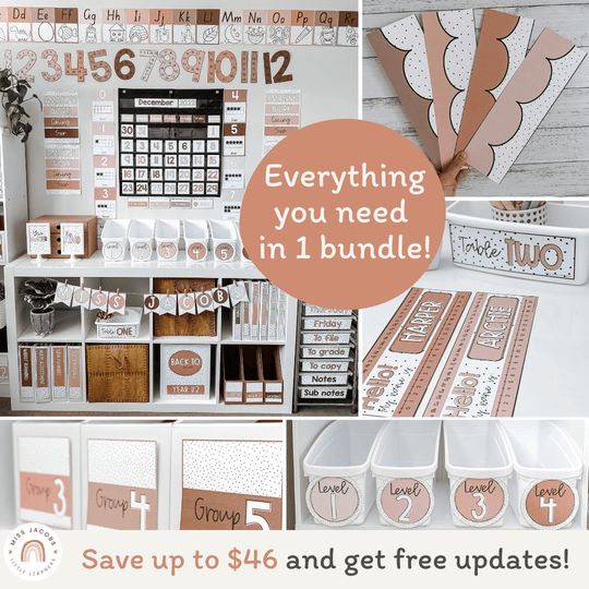 Spotty Neutrals Classroom Decor Bundle