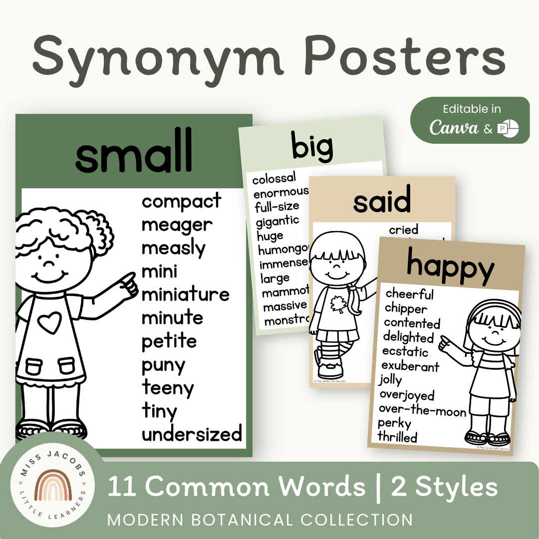 Synonym Posters - Modern Botanical Classroom Theme - Miss Jacobs – Miss ...