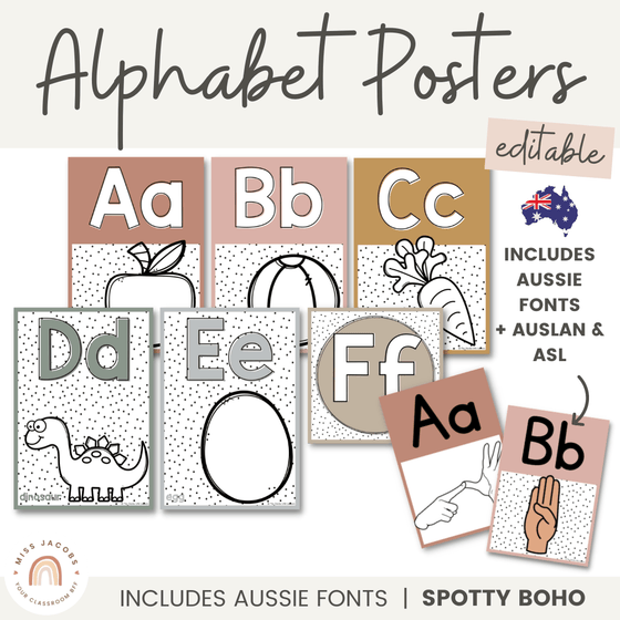 ALPHABET POSTERS | SPOTTY BOHO - Miss Jacobs Little Learners