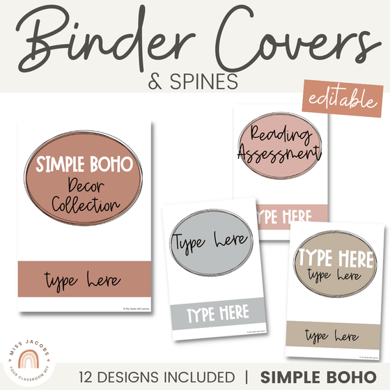BINDER COVERS AND SPINES | SIMPLE BOHO - Miss Jacobs Little Learners