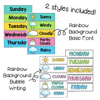 Calendar & Weather Display | Rainbow Classroom Decor - Miss Jacobs Little Learners