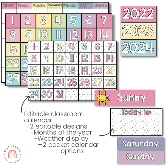 Classroom Calendar and Weather Display | SPOTTY PASTELS - Miss Jacobs Little Learners