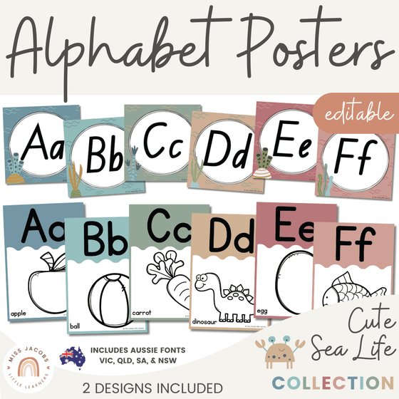 Cute Sea Life Alphabet Posters - Miss Jacobs Little Learners