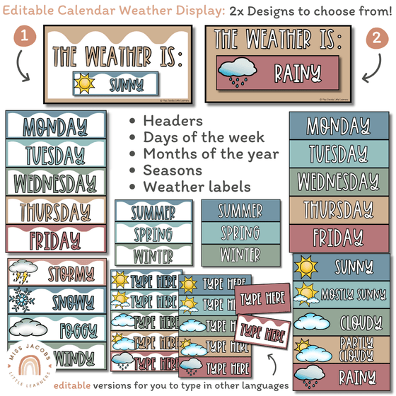 Cute Sea Life Classroom Calendar & Weather Pocket Chart Display - Miss Jacobs Little Learners