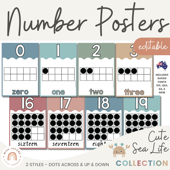 Cute Sea Life Number Posters - Miss Jacobs Little Learners