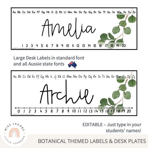 Editable Classroom Labels and Student Desk Plates | Botanical Classroom Decor - Miss Jacobs Little Learners