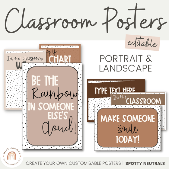 EDITABLE CLASSROOM POSTERS | SPOTTY NEUTRALS - Miss Jacobs Little Learners