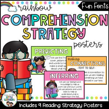 English Posters Bundle | Rainbow Theme | Reading and Writing Strategies - Miss Jacobs Little Learners