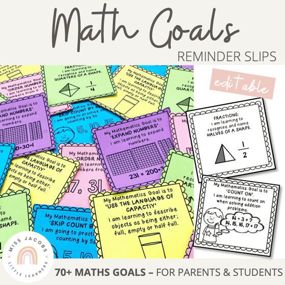 Math Goals - Student Reminder Slips - Miss Jacobs Little Learners