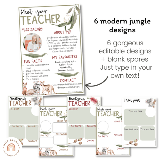 Meet the Teacher Templates - Australiana Classroom Decor