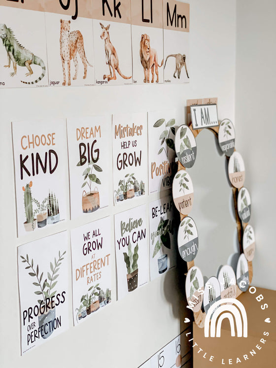 Modern Boho Plants Motivational Classroom Posters | Positive Affirmation Posters - Miss Jacobs Little Learners