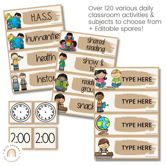 Visual Timetable Daily Schedule - Boho Plants Classroom Decor
