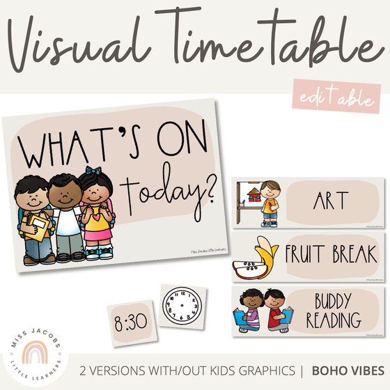 Modern BOHO VIBES Visual Timetable - Miss Jacobs Little Learners