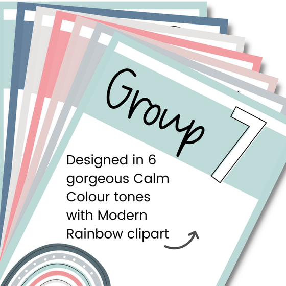 Modern CALM COLORS Classroom Decor | Reading Group Labels | Modern Boho Rainbow Theme - Miss Jacobs Little Learners