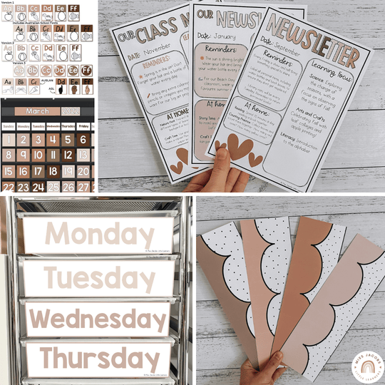 Ombre Neutrals Classroom Decor Bundle
