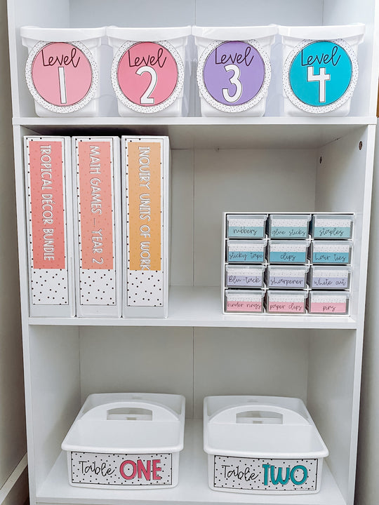 Classroom Labels Student Names & Supplies - Spotty Bright