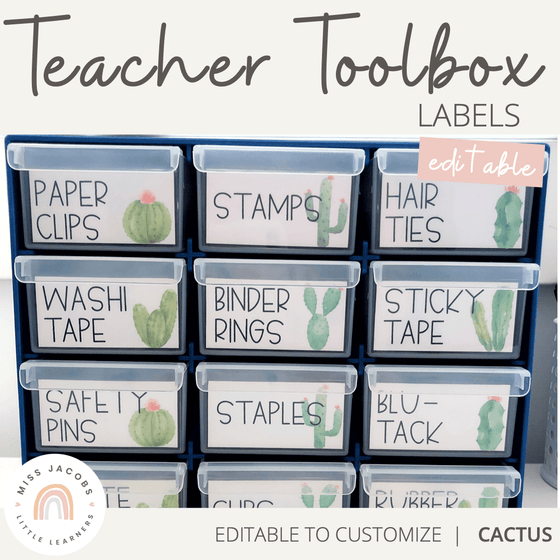 Teacher Toolbox Labels | Cactus Decor - Miss Jacobs Little Learners