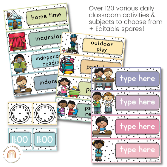 Visual Timetable | SPOTTY PASTELS | Editable - Miss Jacobs Little Learners