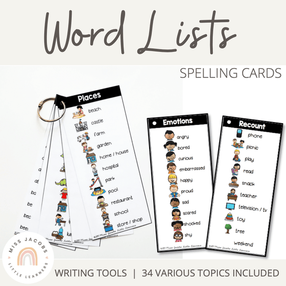 Word Lists | Writing Center Tools - Miss Jacobs Little Learners