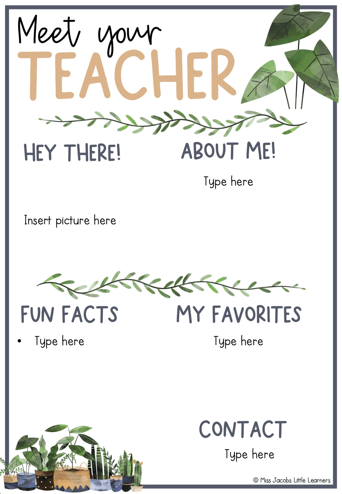  Meet the Teacher Template - Miss Jacobs Little Learners